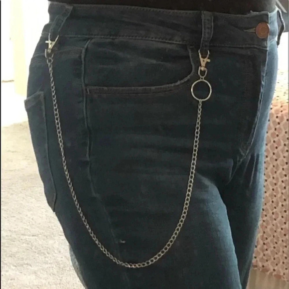 Single Chain Silver Tone Hip Jeans Pant Belt Loop Chain - Picture 1 of 3